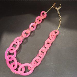 INC Neon Pink and Clear Acrylic Chain Link Necklace EUC